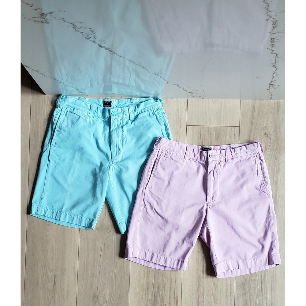 J Crew Short Bundle Mens 30 Blue Pink Stanton Lot Cotton Chino Summer Preppy